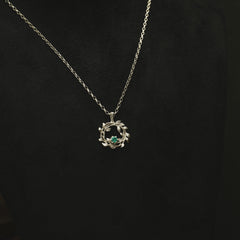 White Gold Gaia Pendant Necklace with Emerald